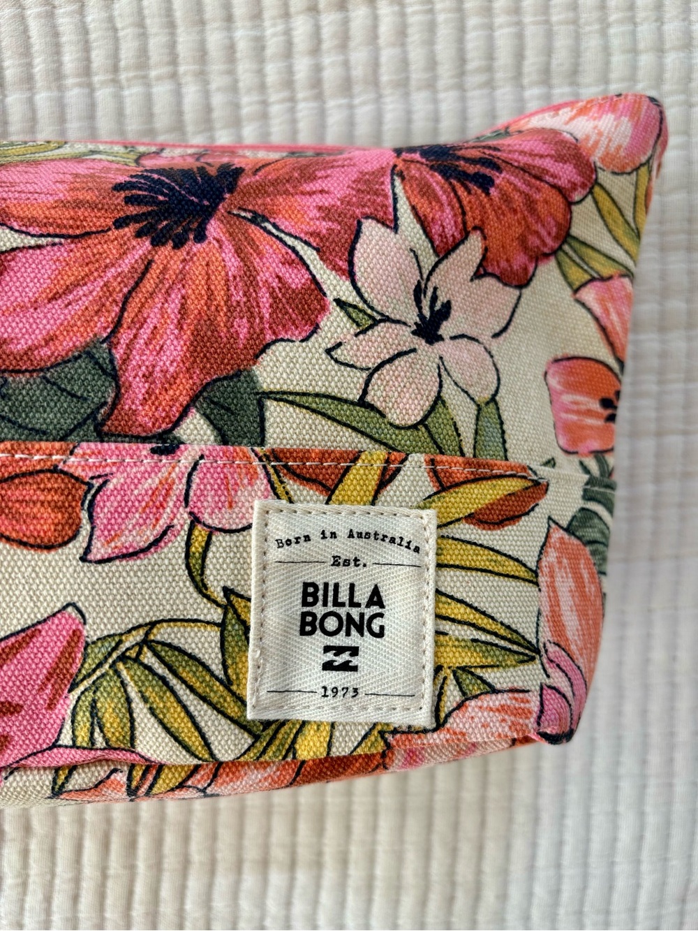 Billabong Tropical Floral Canvas Zipper Pouch Boho Beach Accessory - Picture 5 of 15